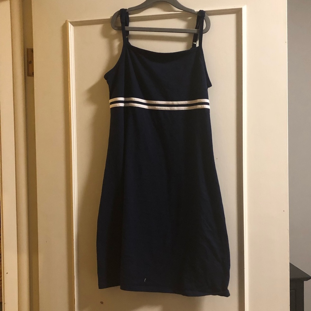 Navy blue white striped summer dress (like brandy)